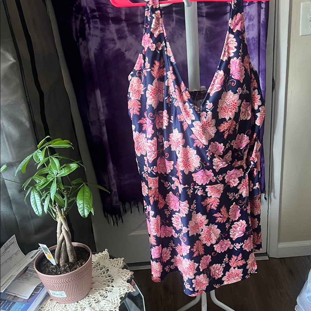 V-Neck Wrap-Front Swim Dress size 3x